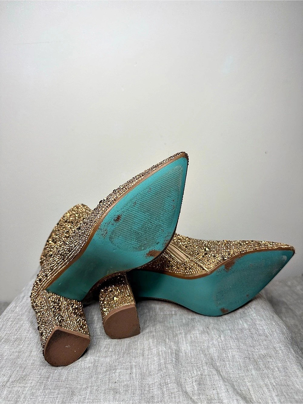 Betsey Johnson Cady Rhinestone Booties Gold Booties - Picture 4 of 6